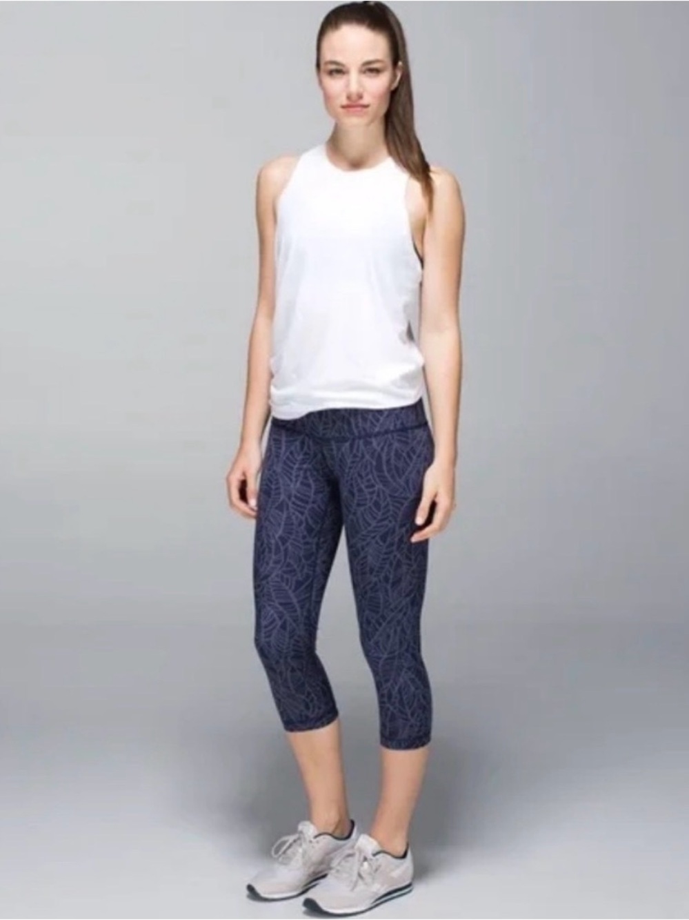 Lululemon wunder under crop *full-on luxtreme pretty palm cadet Grey SZ S4/6